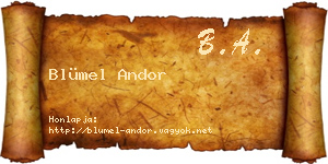 Blümel Andor névjegykártya